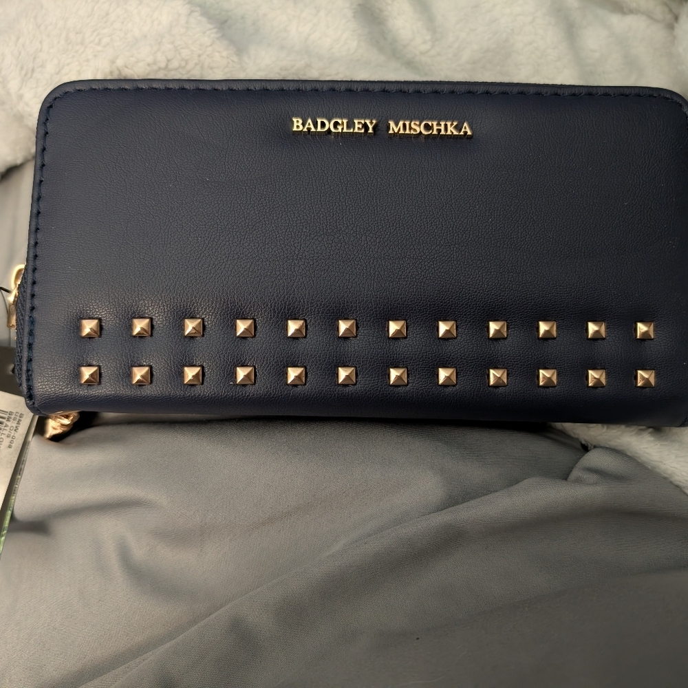 Badgley Mischka Navy Blue Wristlet Wallet